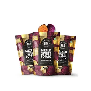 TBH - To Be Honest Vegetable Chips | Mixed Sweet Potato with Rock Salt & Pepper | 270 g (Pack of 3 90g Each) |Tasty with High Dietary Fiber and Nutrient Content Gluten-Free Snack |