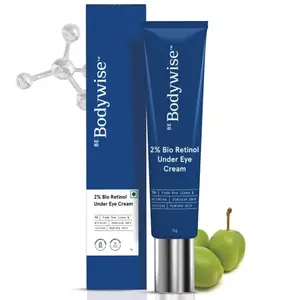 Bodywise 2% Bio Retinol Under Eye Cream for Women 15g | With the goodness of 2% Bio Retinol 1% Niacinamide & 2% Kakadu Plum | Helps to Reduce Dark Circles Fine Lines & Wrinkles Puffed Eyes