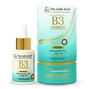 The Indie Earth B3 Advanced Niacinamide 10% & Zinc 1 % Face Serum | Dermatologically Tested | Face Serum for Acne Marks Blemishes & Oil Balancing with Zinc | Serum for Oily & Acne Prone Skin | 30 ml
