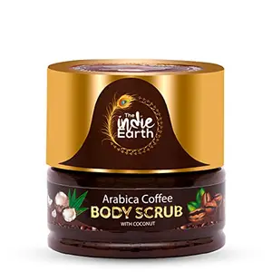 The Indie Earth Arabica Coffee Body Scrub With Coconut & Shea Butter - For Brighter Skin Tone - Globally Trusted Premium Natural Body Scrub | For Smooth Supple & Radiant Skin Care - 125gm