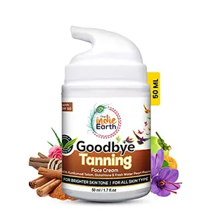 The Indie Earth Good Bye Tanning Face Cream with SPF50 & Kumkumadi Tailam Glutathione Cream Non Sticky Removes Tanning & Prevent Dark Spots 50 gm. Best Cream for Skin Even Skin Tone