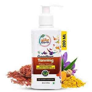 The Indie Earth Goodbye Tanning (Skin Lightening) Facewash with Turmeric Sandalwood and Kumkumadi Tailam (200ml) Removes Tanning Uneven Skin Tone and Sun Burn. Gives Lighter & Brighter Skin Tone