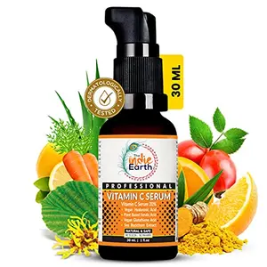 The Indie Earth Vitamin C Serum with Turmeric Vitamin E Vegan Hyaluronic Acid Ferulic Acid and Vegan Glutathione Acid Serum (30 ml) Best Vitamin C Serum Best Fairness Serum
