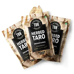 TBH - To Be Honest Vegetable Vacuum Cooked Chips | Herbed Taro with Oregano and Basil | Tasty Chips with High Dietary Fiber and Nutrient Content | Pack of 3 | 85 gms Each | Gluten Free Snack
