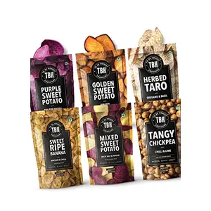 TBH - To Be Honest Fruit & Vegetable Chips Crunchies l 555g Pack of 6 l Ripe Banana Chickpea Taro and Sweet Potato Chips l Gluten Free Nutritious Snacks