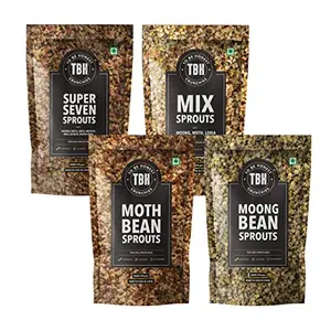TBH - To Be Honest Moong Sprout Moth Sprout Mix Sprout Super 7 Sprout - Ready to Cook Sprout in 5 Minutes | 380 g (Pack of 4) High in Protein Vitamins & Minerals Rich No Preservatives Added