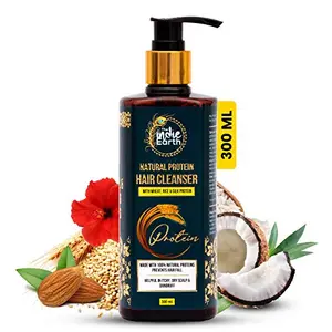 The Indie Earth Natural Protein Hair Cleanser (Shampoo) with Natural Proteins (300 ML) to Strengthen Hair Add Volume Shine and Reduce Hair Fall Split-ends | Contain NO SLS SLES & PARABEN