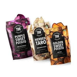 TBH - To Be Honest Vegetable Chips Crunchies | 265g Pack of 3 | Taro Golden Sweet Potato Purple Sweet Potato Chips | High Dietary Fiber Nutritious Snacks