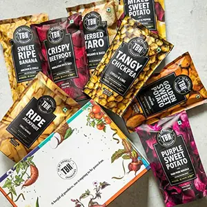 TBH - To Be Honest | Healthy Fruit & Vegetable Snacks Crunchies Gift Box Pack 8 | Purple Sweet Potato Ripe Jackfruit Golden Sweet Potato Mixed Sweet Potato Herbed Taro Crispy Beetroot & More