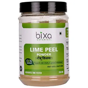 Lime Peel Powder (Citrus Limonum) Natural Skin Care For Skin Vitality Ayurvedic Herb For Prevents Pimples & Rehydrates Skin Can Also Help For Teeth Whitening. (7 Oz / 200g) Bixa Botanical