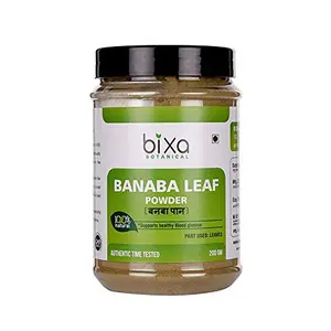 Banaba Leaf Powder (200gm) Lagerstroemia Speciosa | Supports Healthy Blood Glucose & Low Blood Pressure | Antioxidant Herbal Supplement | by Bixa Botanical