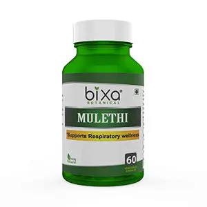 Mulethi Extract (Licorice Root Glycyrrhiza Glabra) 25% Glycyrrhizin | Supports Respiratory Wellness | Useful As Anti-Oxidants And Immunity Booster | 60 Veg Capsules (450mg) Bixa Botanical