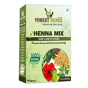 The Forest Herbs Natural Care From Nature 100% Natural Organic Henna Mix Powder Enriched with 6 Herbs For Hair Colour & Conditioning 500g - Green