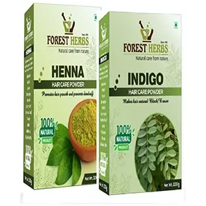 The Forest Herbs Natural Care From Nature 100% Pure & Natural Henna and Indigo Powder for Hair Care & Hair Color each 100g - Black/ Brown