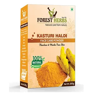 The Forest Herbs Natural Care From Nature Organic Pure Kasturi Manjal Wild Turmeric Powder (Amba Haldi) for Skin Whitening - 100Gms