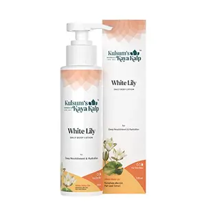 Kulsum's Kaya Kalp Herbals White Lily Daily Body Lotion for Deep Nourishment and Hydration for Dry Skin (100ml)