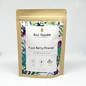 Brut Appetit Organic Acai Berry Powder from Amazonia Brazil (Freeze Dried) (50g) (USDA Certified Organic Raw Pure)