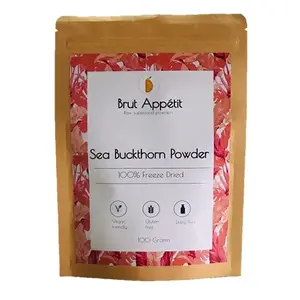 Brut Appetit Sea Buckthorn Powder Freeze Dried (100 g) Raw Natural Antioxidants Superfood UV Protection Biotin Weight Loss Reduces Inflammation with Digestion Boosts Immune System Energy