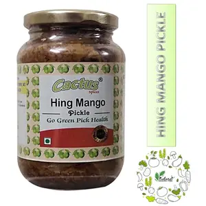CACTUS SPICES Homemeade Hing Mango Pickle (Hing Aam Achar/AAM Hing ACHAR) 100% Oil-Free 400G