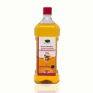 Thanjai Natural 1000ml Groundnut Oil Virgin Unrefined Wooden Cold Pressed Groundnut Oil/Natural Peanut Oil for Cooking- Cholesterol Free + No Preservatives 1000ml