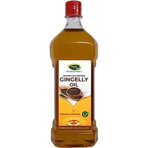Thanjai Natural Gingelly Oil 1Ltr Wooden Cold Pressed / Sesame Oil for Cooking- Heart Health /Unrefined/Cholesterol Free /No Preservatives/ Unfiltered Pure Sesame Oil (1000 ml)