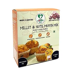 Little Moppet Foods Millet and Nuts Muffin Maida Free Mix - 240g With 12 Muffin Liners