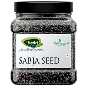 Thanjai Natural 500g 1st Quality Sabja Seeds | Basil Seeds (Ocimum basilicum) for Protein | Iron | Folic Acid and Dietary Fiber | Calcium | Anti Oxidants for Weight Loss (Jar)