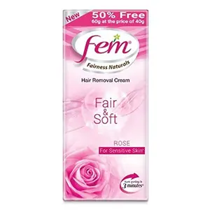 Fem Fairness Naturals Fair and Soft Hair Removal Cream for Sensitive Skin - 40 g (50% Extra)