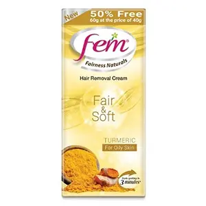 Fem Fairness Naturals Hair Removal Cream Fair and Soft Oily Skin - 40 g with Extra 50%