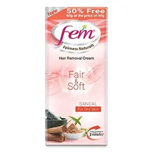 Fem Fairness Naturals Hair Removal Cream Fair and Soft for Dry Skin - 40 g (50% Extra)