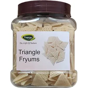 Thanjai Natural Triangle Fryums Ready to Fry Papad | 250g Jar | Microwave Air Fry Instant Vegan Snacks | Crunchy & Tasty Dry Samosa Chips