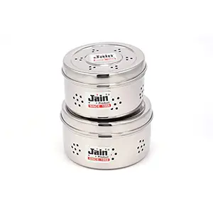 JAIN Puri Dabba | Canister with Air Ventilation - (Set of 2 -600ML 700ML)