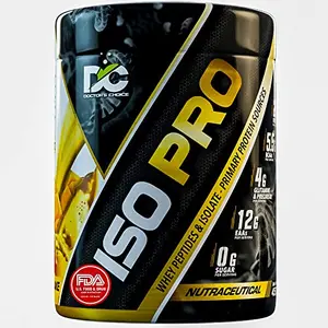 Doctor's Choice ISO PRO 100% Isolate Protein with Whey peptides 26g Isolate whey protein 12g EAAs 4g Glutamine 0 sugar for superior muscle growth & recovery with Enzyme Technology 29servings900gms (Mango Milkshake)