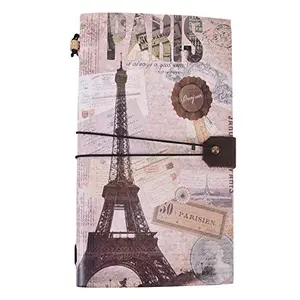 Craft Play Handicraft Vintage Paris Printed Journal Handcrafted Regular Notebook/Personal Organiser/Diary (80 Unruled Pages_8.5 inch x 4.5 inch x 1 inch) (Leather)