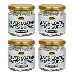 Food Essential Silver Coated Dates Supari 320 gm. Pack of 4 (80 gm. Each)