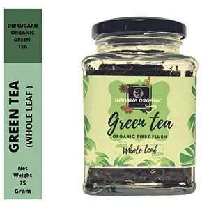 Indiana Organic Green Tea Whole Leaf Herbal Tea for Weight Loss - 75 Gm