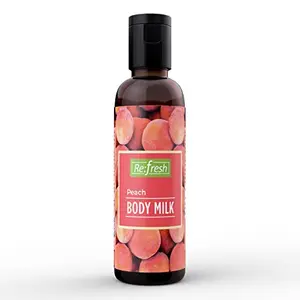 Refresh Peach Body Milk 50 ml with Aloe Vera Extract For Skin Mosturization | Suiteable For All Skin Types | Long Lasting Peach Fruit Fragrance