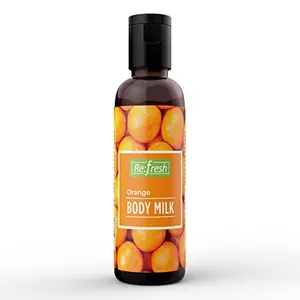 Refresh Orange Body Milk 50 ml with Aloe Vera Extract For Skin Mosturization | Suiteable For All Skin Types | Long Lasting Orange Fruit Fragrance