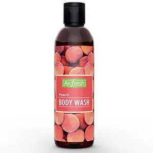 Refresh Peach Body Wash 200 ml with Aloe Vera Extracts to Moisturises Skin Paraben Free Body Wash for Gentle Cleansing & Soft Skin.