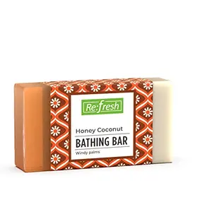 Refresh Honey Coconut Bathing Bar 75 Gm | Safe PH Level | Gentle Cleansing for Men & Women | Helps to Remove Impurities and dirt