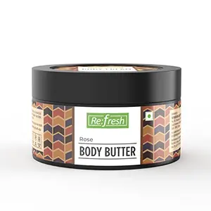 Refresh Rose Body Butter 180 Gm | Enriched with Vitamin E | For Men & Women | Deeply Moisturizes Skin | 100% Vegan Paraben free