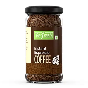 Refresh Espresso Instant Coffee 50 Gm | 100% Arabica | Premium Flavour Natural Freeze Dried Coffee | Makes 33 Cups In 50 Gm