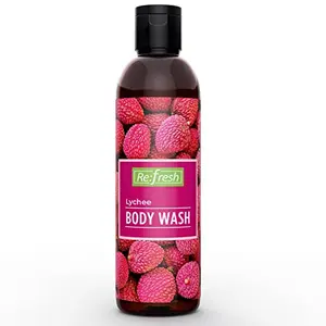 Refresh Lychee Body Wash 200 ml with Aloe Vera Extracts to Moisturises Skin Paraben Free Body Wash for Gentle Cleansing & Soft Skin.