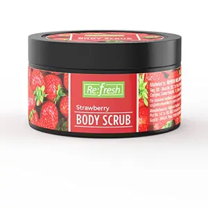 Refresh Strawberry Body Scrub 100 gm with Glycerine & Aloe Vera Extract For Tan Removal And Deep Cleaning Removes Dirt Dead Skin from Neck Knees Elbows & Arms