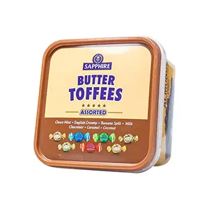 Sapphire Premium Butter Toffee 350g Tub 7 Flavors - Banana Split English Creamy Choco Mint Chocolate Milk Caramel Coconut | for Birthday Anniversary & Special Occasions