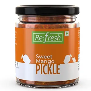 Refresh Sweet Mango Pickle 250 gm | Traditional Homemade Taste Sweet Aam Ka achar in Glass Jar | Aam ka Khatta Mitha Achar | Delicious Gujarati Mango Pickle