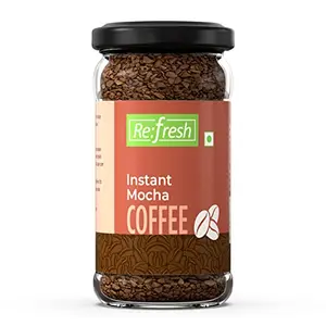 Refresh Mocha Instant Coffee 50 Gm | 100% Arabica | Premium Flavour Natural Freeze Dried Coffee | Makes 33 Cups In 50 Gm