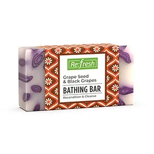 Refresh Grape Seed & Black Grapes Bathing Bar 75 Gm | Safe PH Level | Gentle Cleansing for Men & Women | Helps to Remove Impurities and dirt