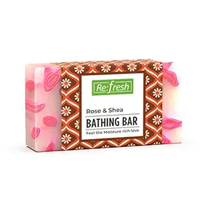 Refresh Rose & Shea Bathing Bar 75 Gm | Safe PH Level | Gentle Cleansing for Men & Women | Helps to Remove Impurities and dirt