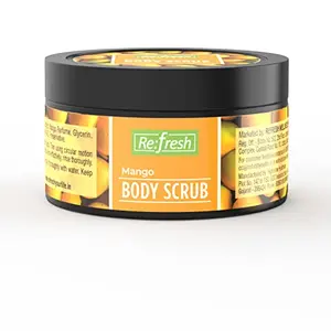 Refresh Mango Body Scrub 100 gm with Glycerine & Aloe Vera Extract For Tan Removal And Deep Cleaning Removes Dirt Dead Skin from Neck Knees Elbows & Arms